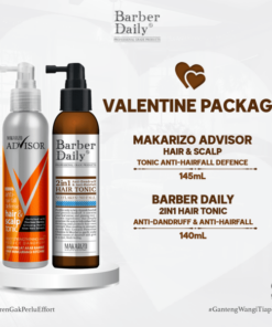 PAKET HAIR TONIC SPECIAL VALENTINE - Barber Daily 2in1 Hair Tonic 140mL & Makarizo Advisor Hair & Scalp Tonic 145mL